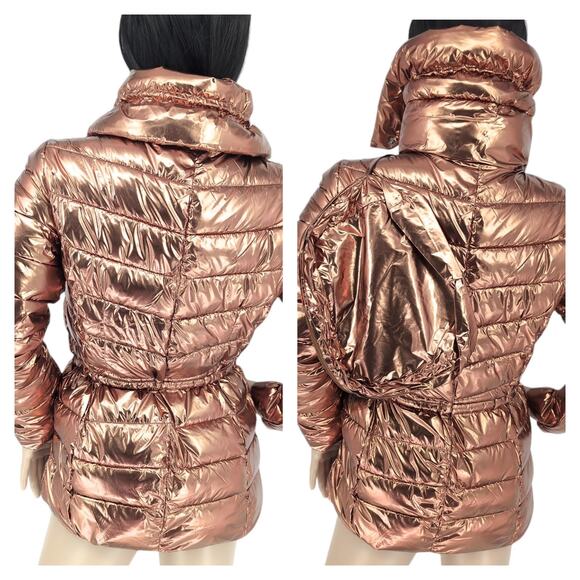 Desigual Jasmine Gold Metallic Puffer Padded Women's Jacket - US Size XS - NWT - Picture 4 of 14